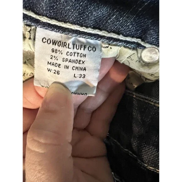 Cowgirl Tuff Western Jeans Women’s Size 26 Low Rise Raw Hem Straight Leg Studded - Picture 6 of 11